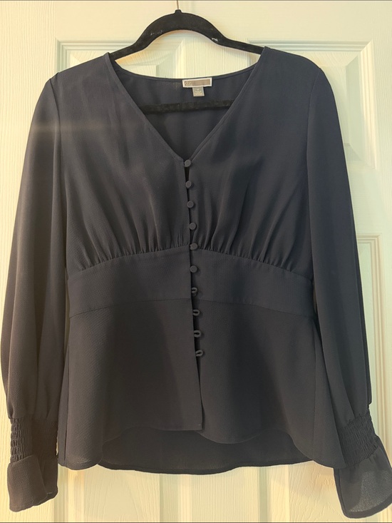 Chelsea28 Tops - Chelsea28 Navy V-Neck Button Front Blouse